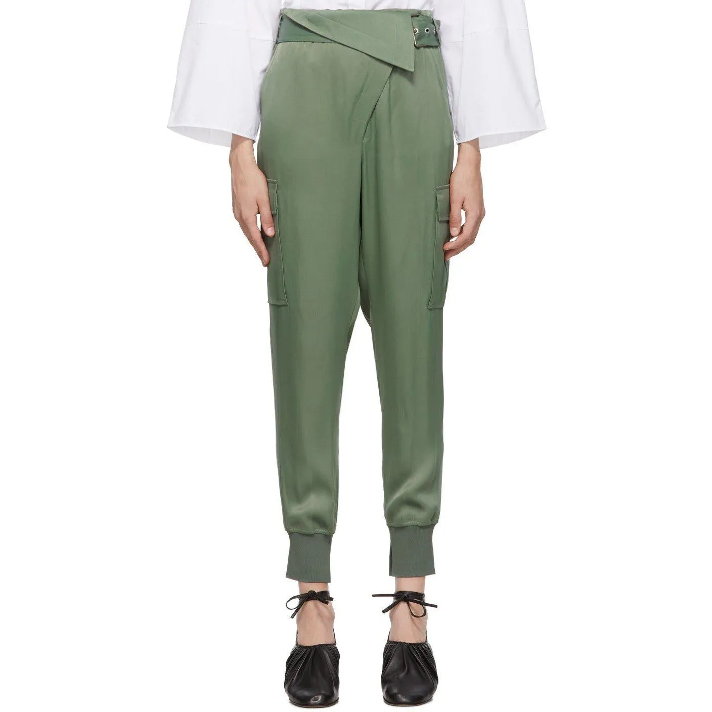 3.1 Phillip Lim Green Satin Cargo Trousers