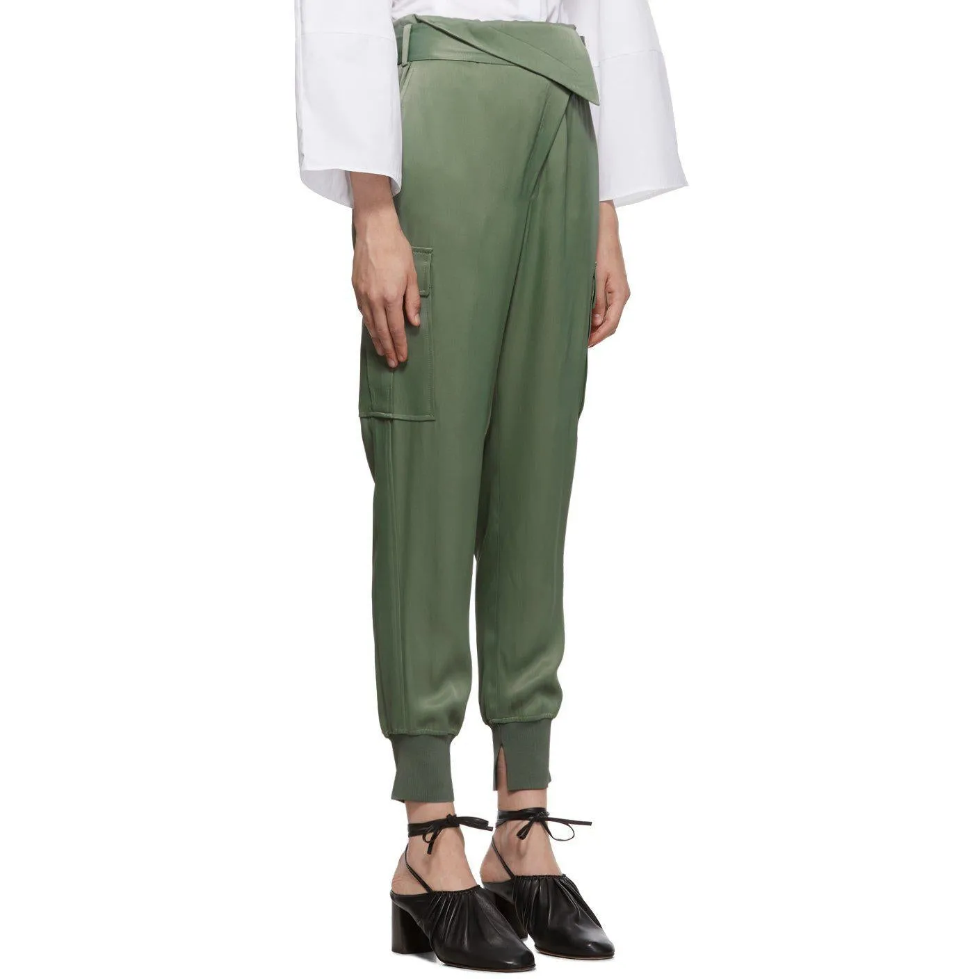 3.1 Phillip Lim Green Satin Cargo Trousers