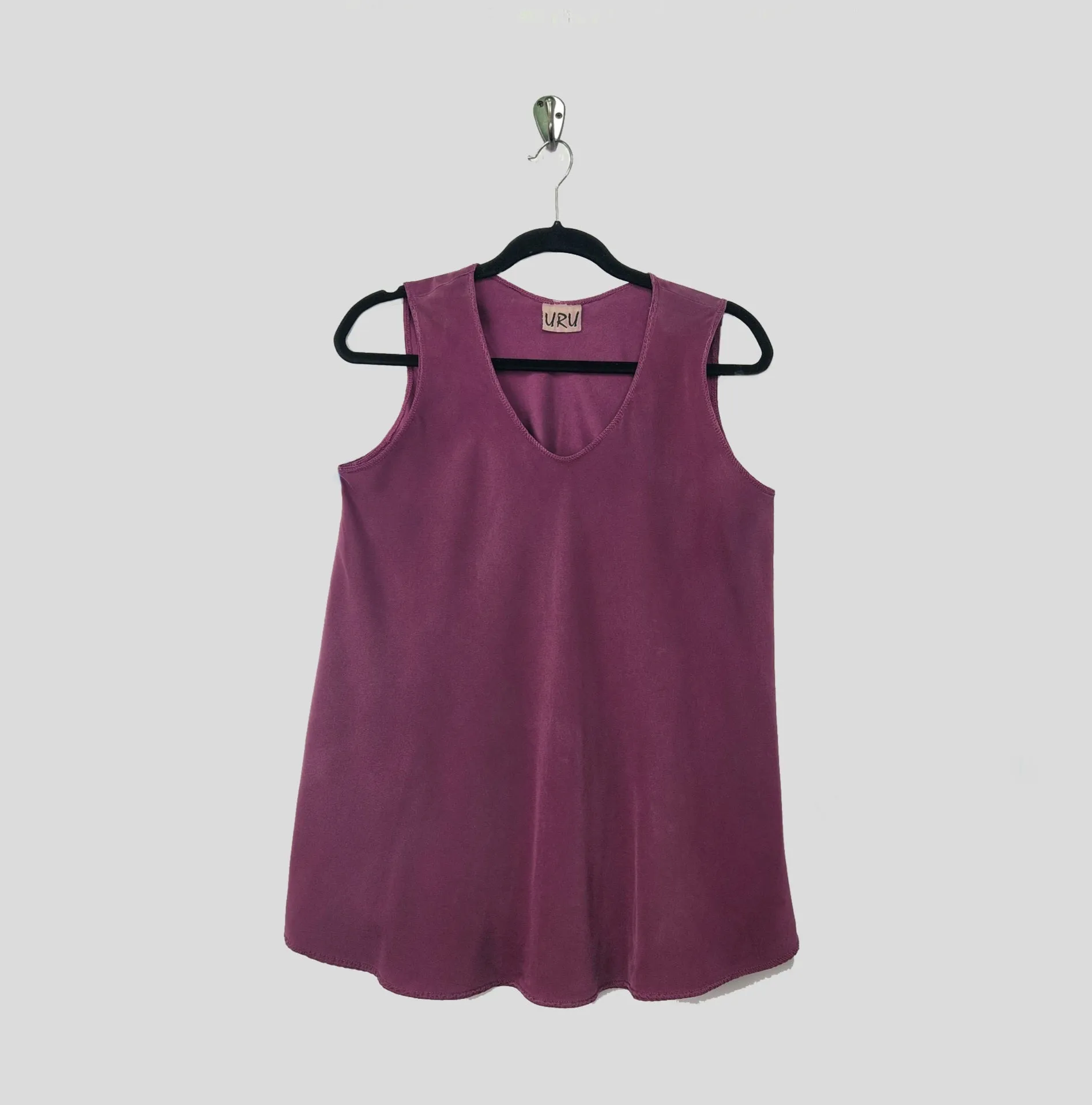 Bias Tank in Mulberry Charmeuse Silk
