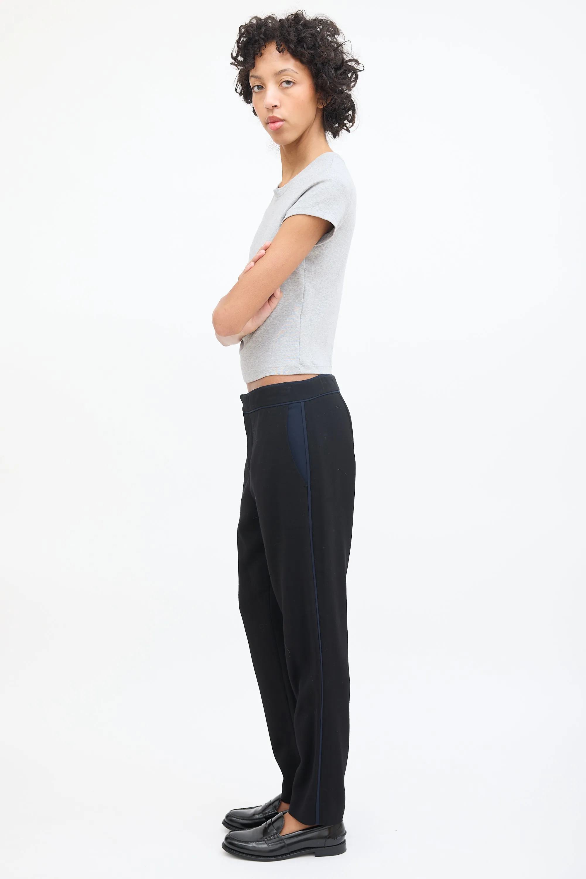 Black & Navy Tuxedo Slim Trouser