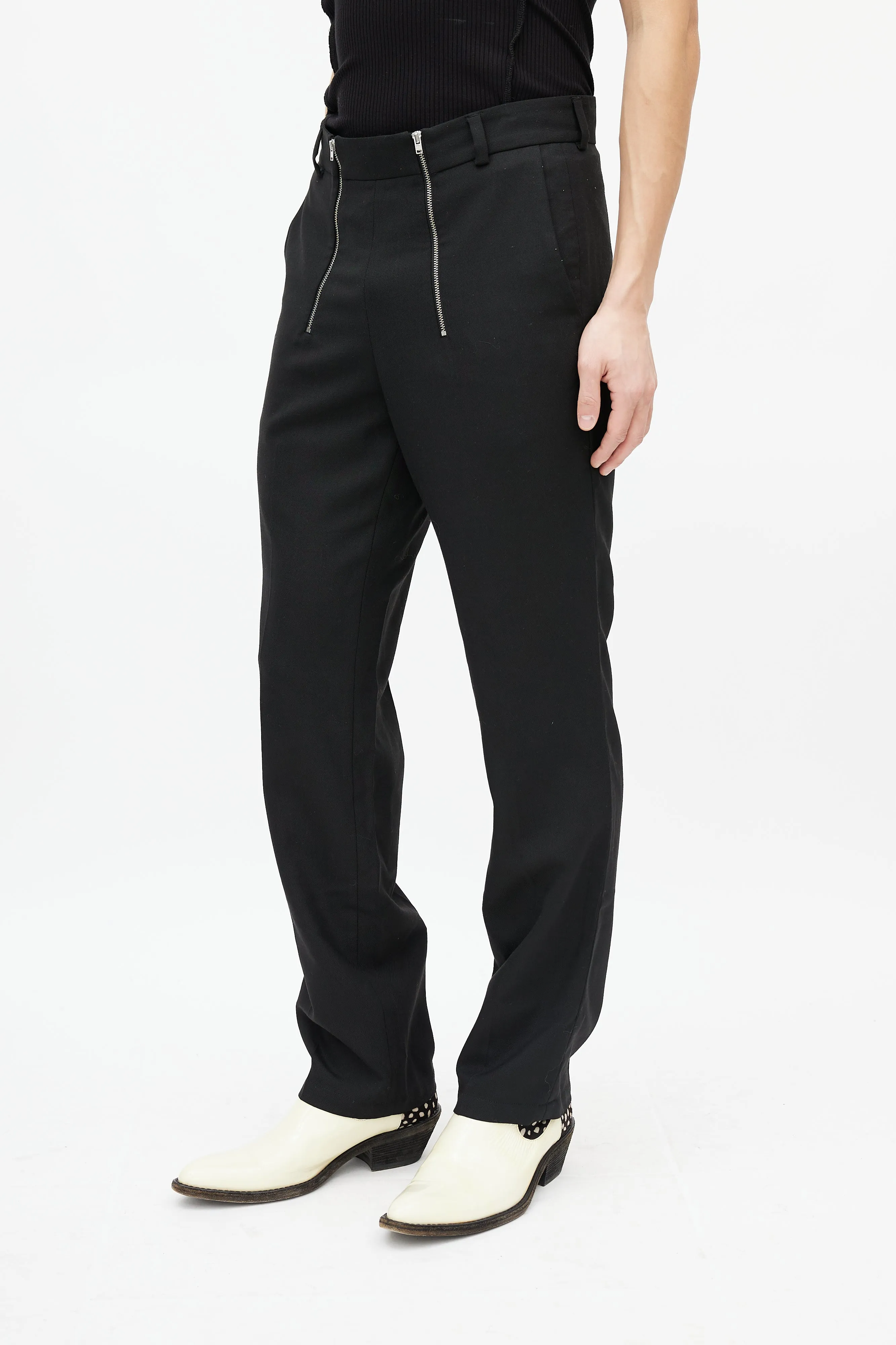 Black Slim Zip Trouser