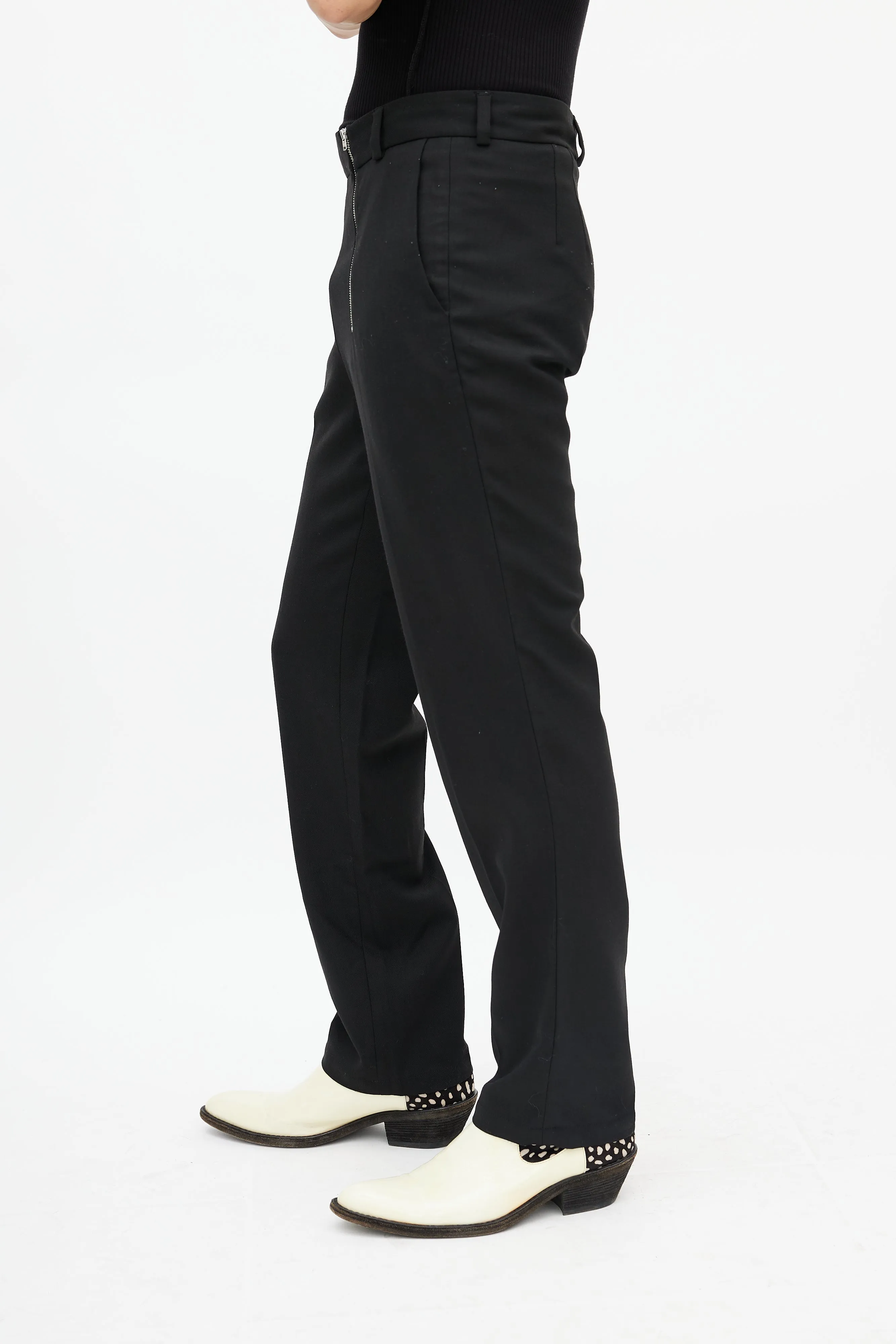 Black Slim Zip Trouser