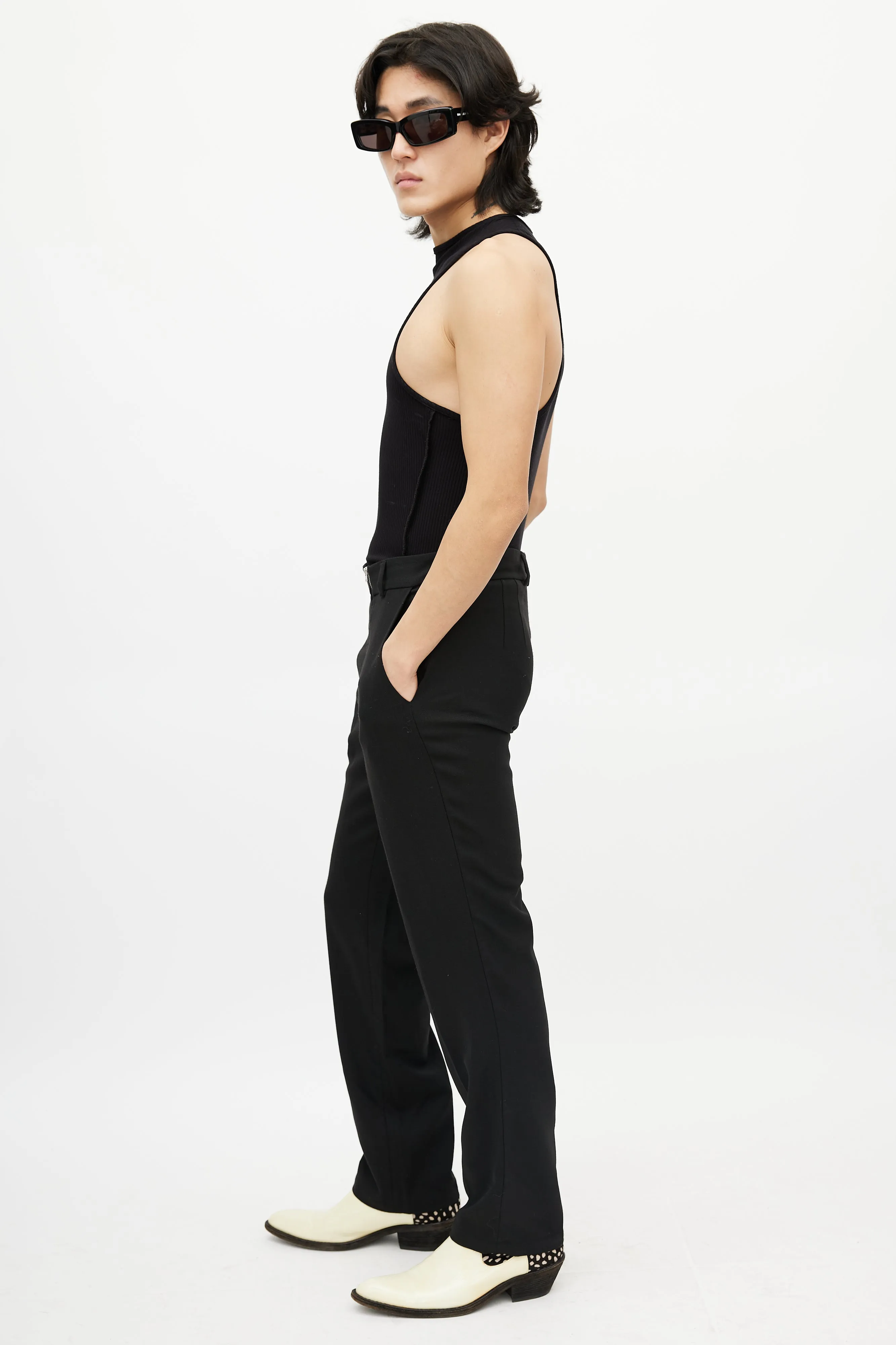 Black Slim Zip Trouser