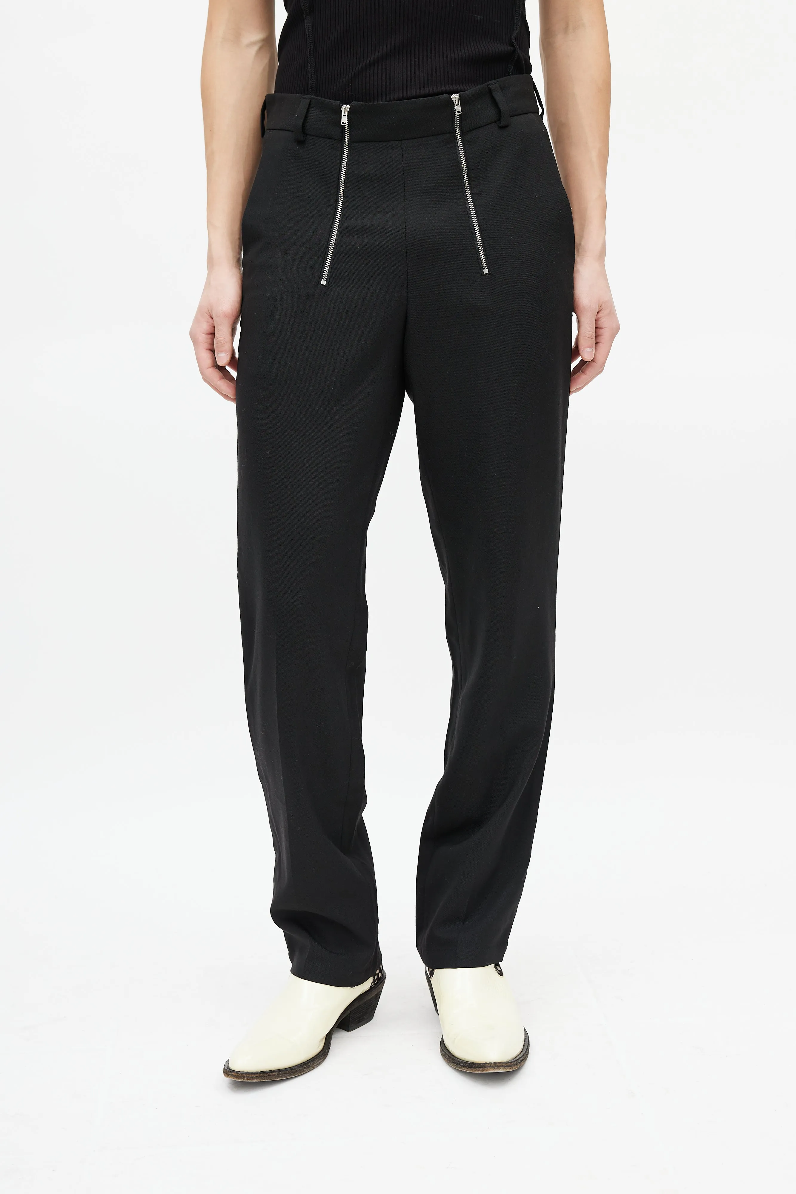 Black Slim Zip Trouser