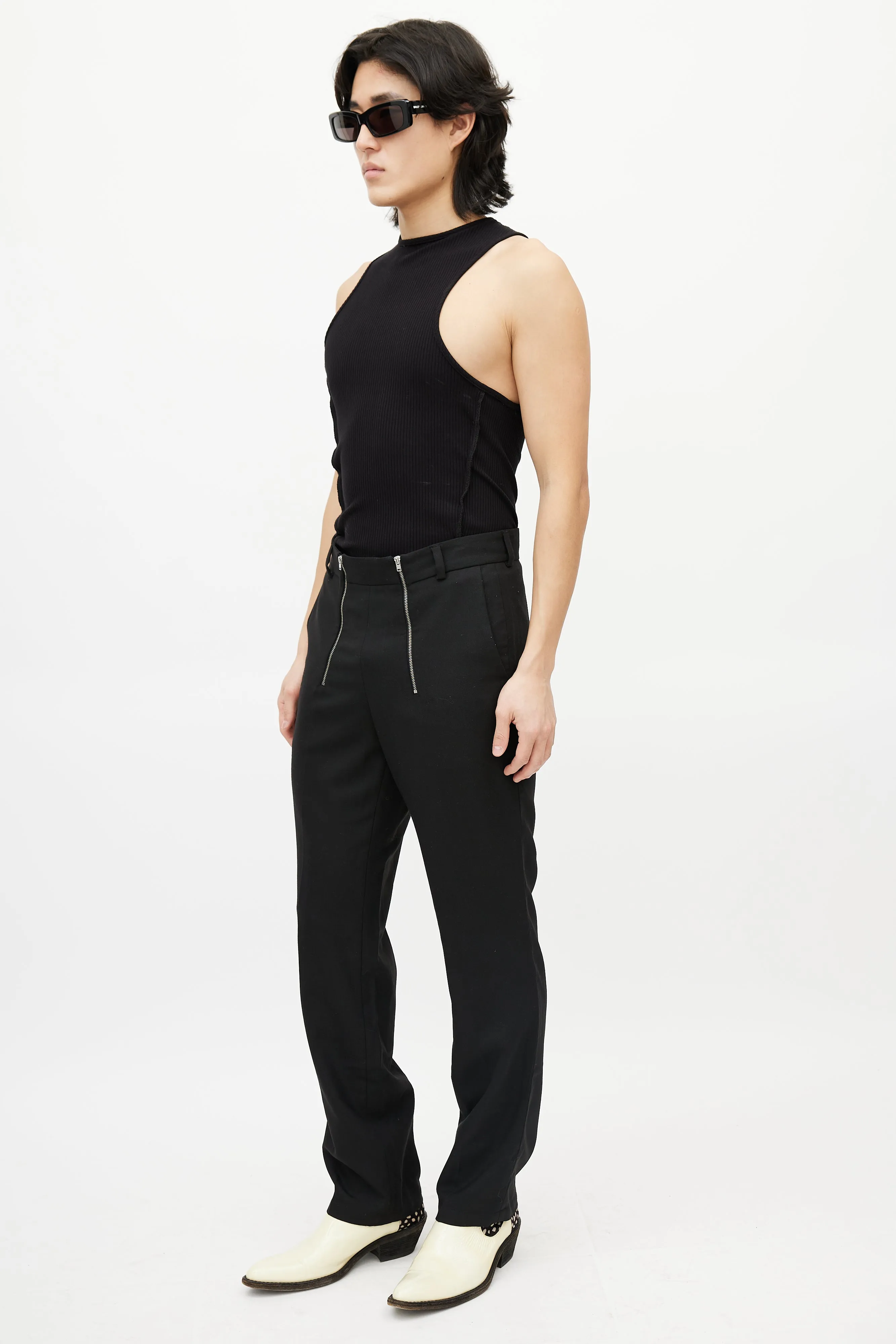 Black Slim Zip Trouser