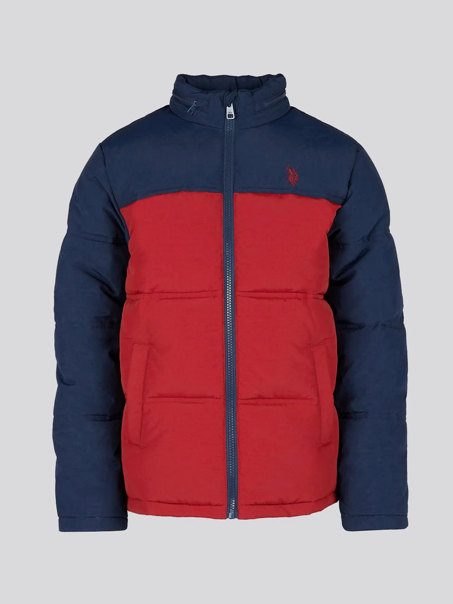 Boys Colour Block Puffer Coat Biking Red