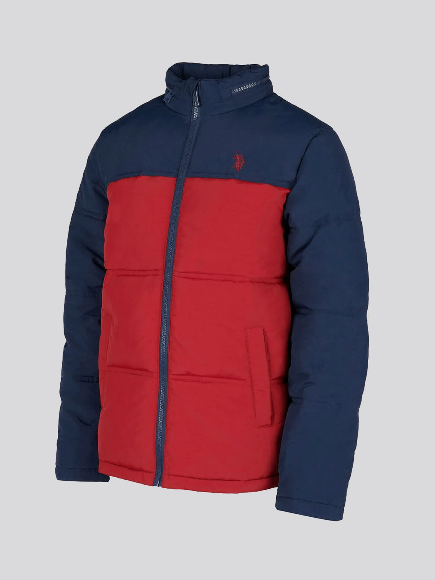 Boys Colour Block Puffer Coat Biking Red