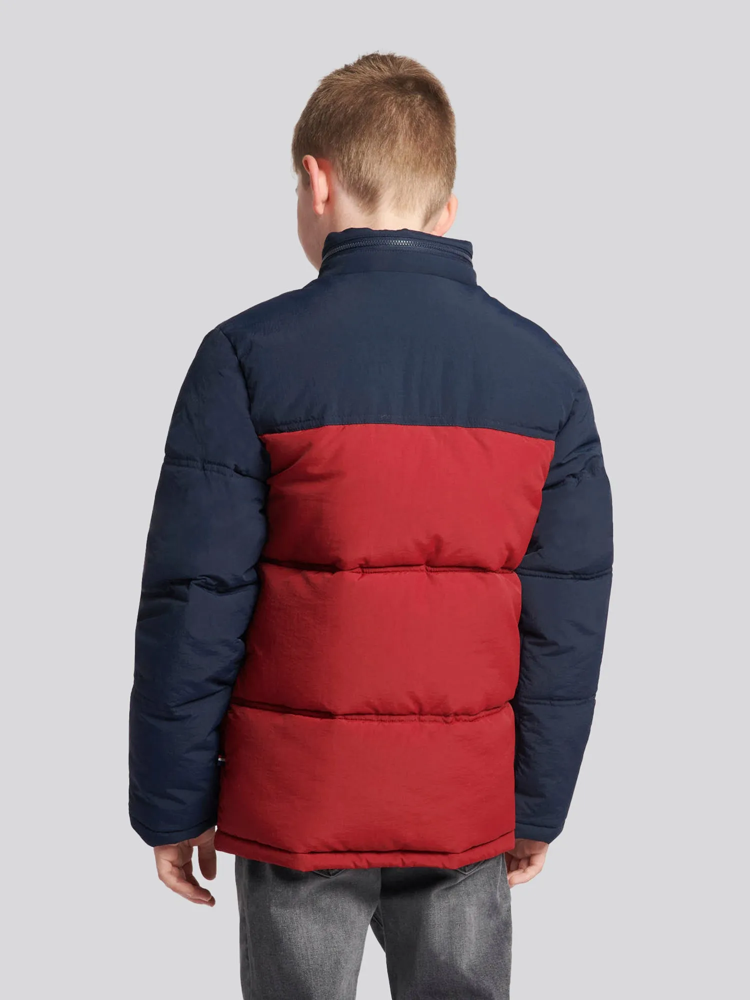 Boys Colour Block Puffer Coat Biking Red