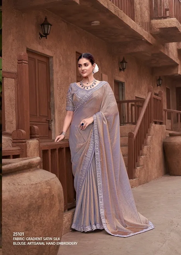 Chiku Gradient Crape Silk Georgette Saree with Stitched Blouse