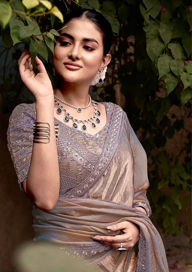 Chiku Gradient Crape Silk Georgette Saree with Stitched Blouse