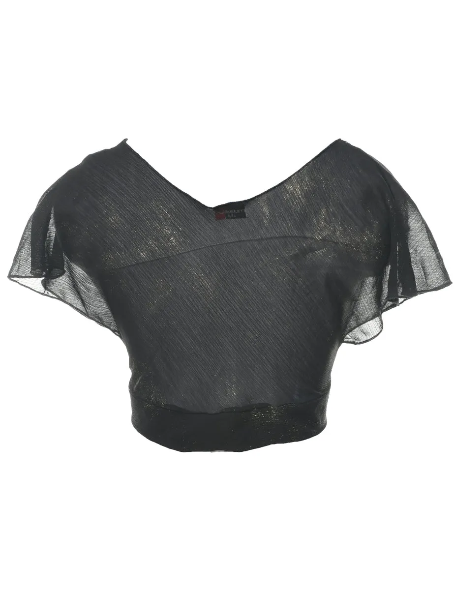 Cropped Black Evening Top - S