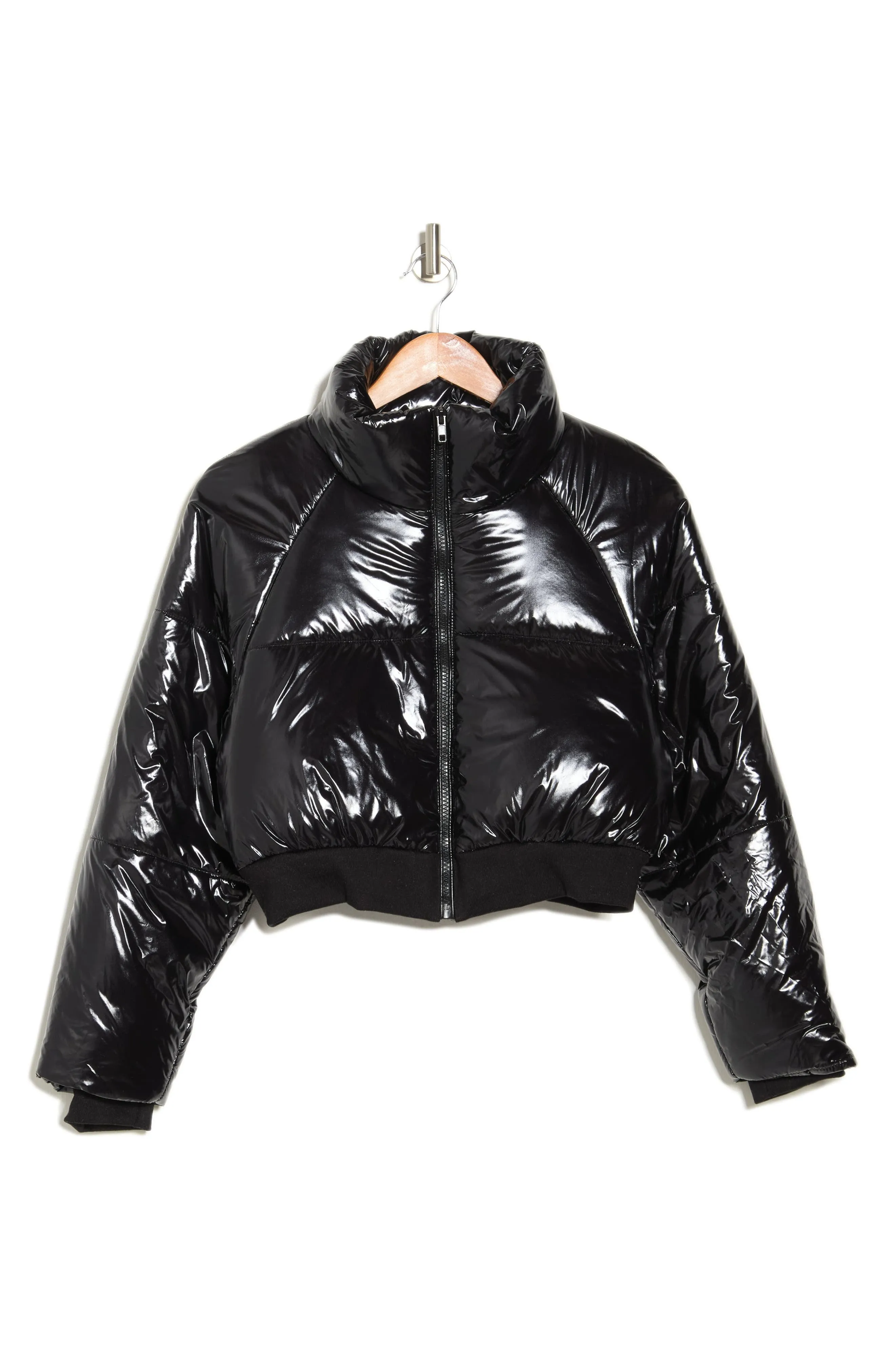 ELODIE Glossy Crop Puffer Jacket