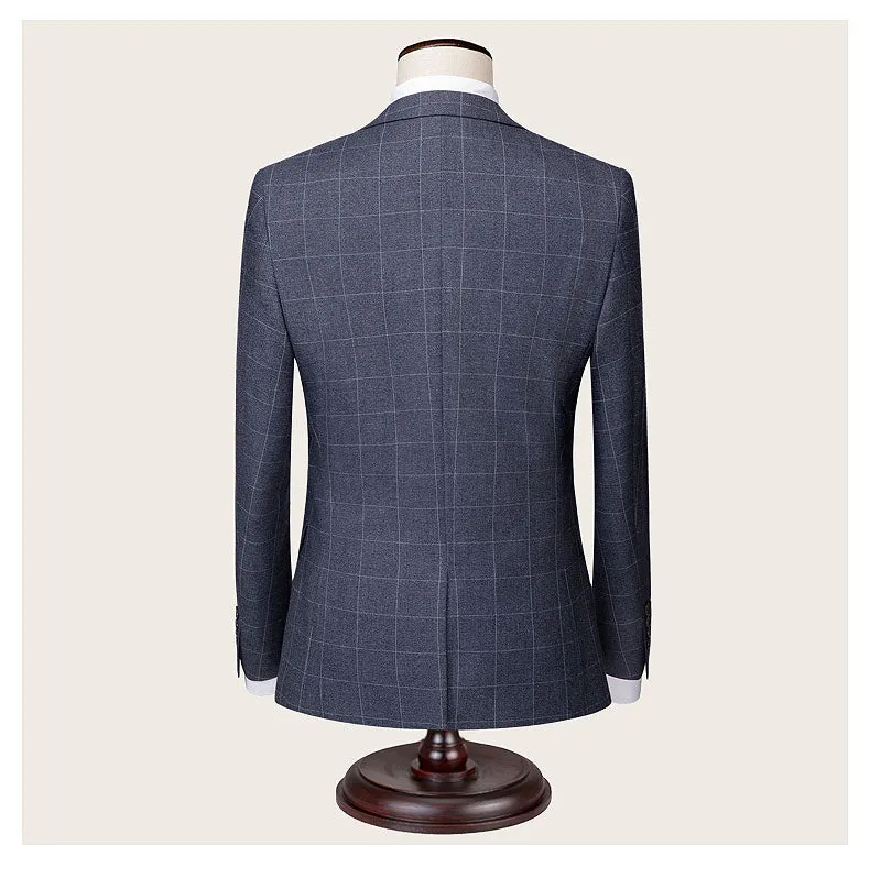 Grey Check Pattern Single Button Blazer