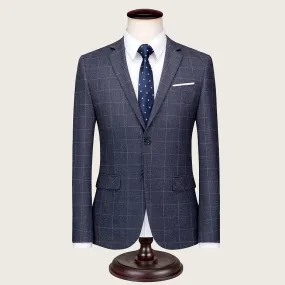 Grey Check Pattern Single Button Blazer