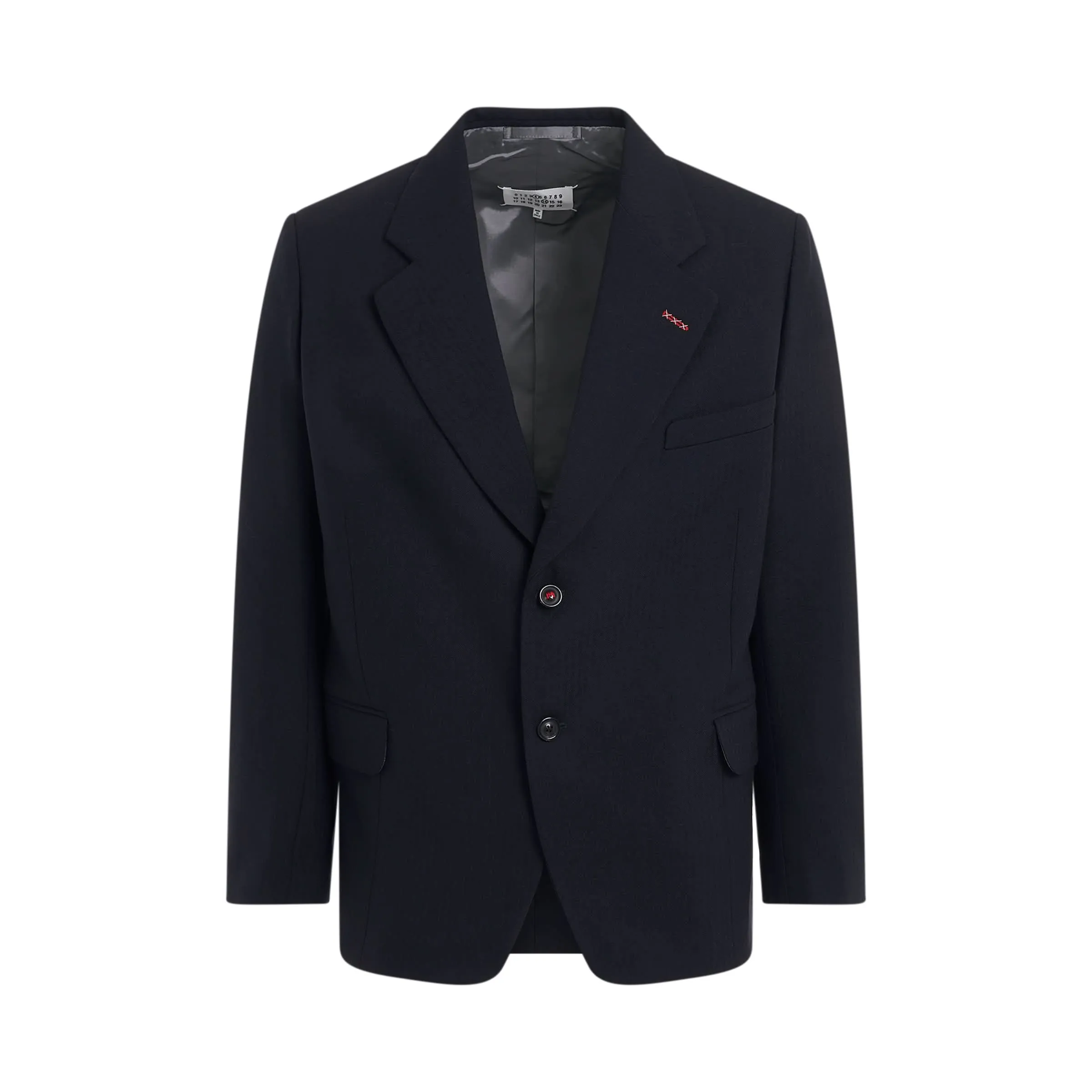Herringbone Wool Jacket in Navy