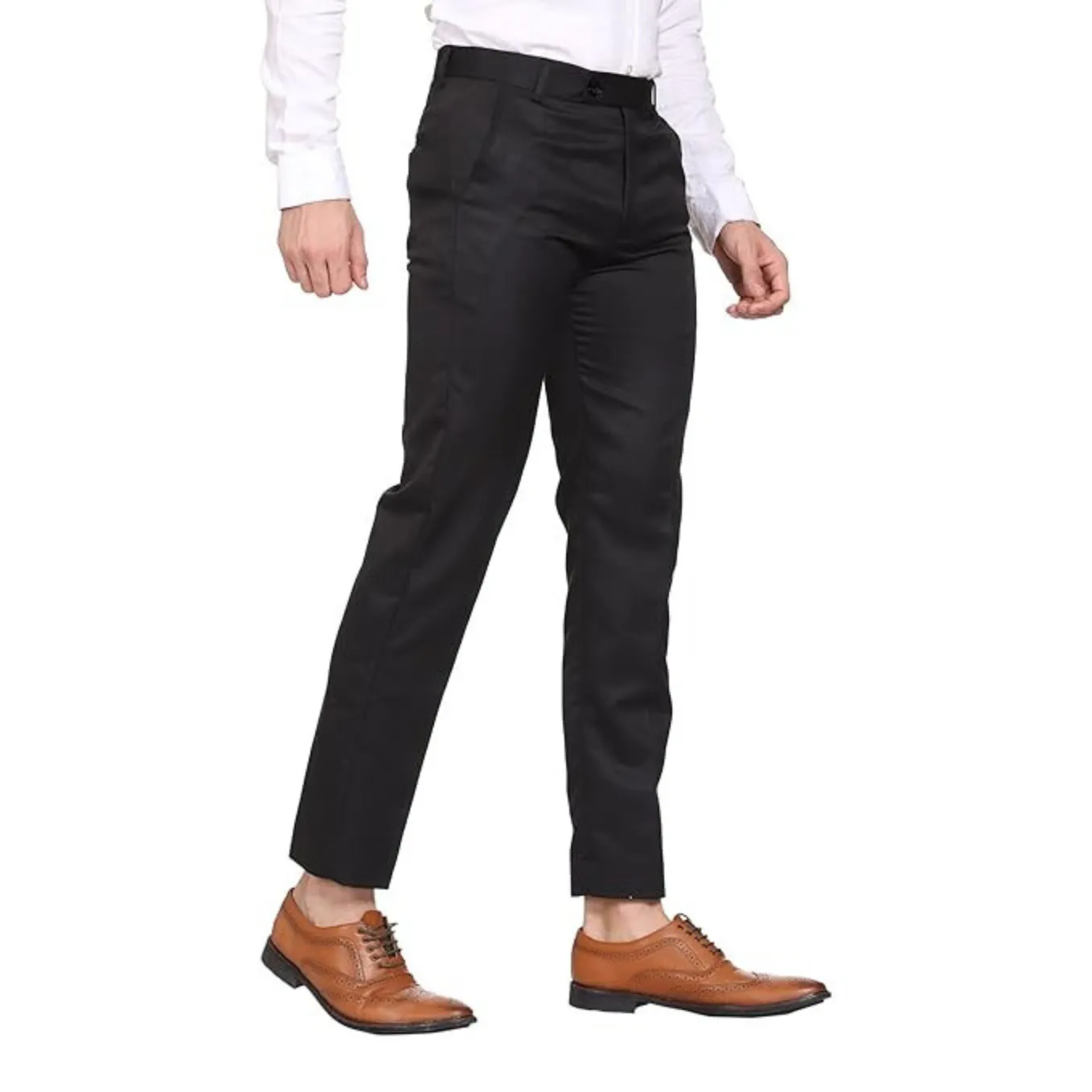 Men's Casual Trousers | Slim Fit Formal Pants for Men | Stylish Trousers for Men | Comfortable Office Wear Pants - Black - PANT_2XL