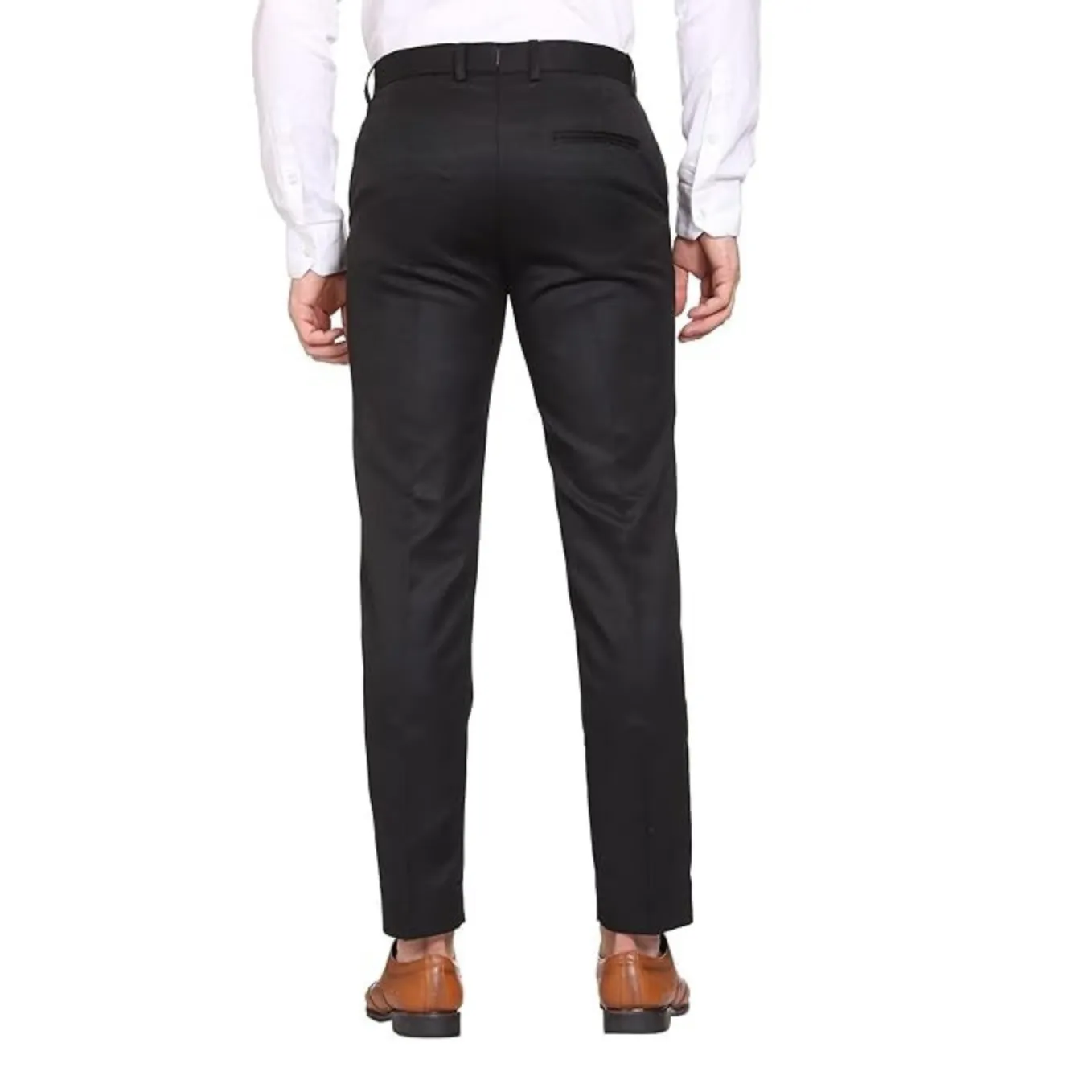 Men's Casual Trousers | Slim Fit Formal Pants for Men | Stylish Trousers for Men | Comfortable Office Wear Pants - Black - PANT_2XL