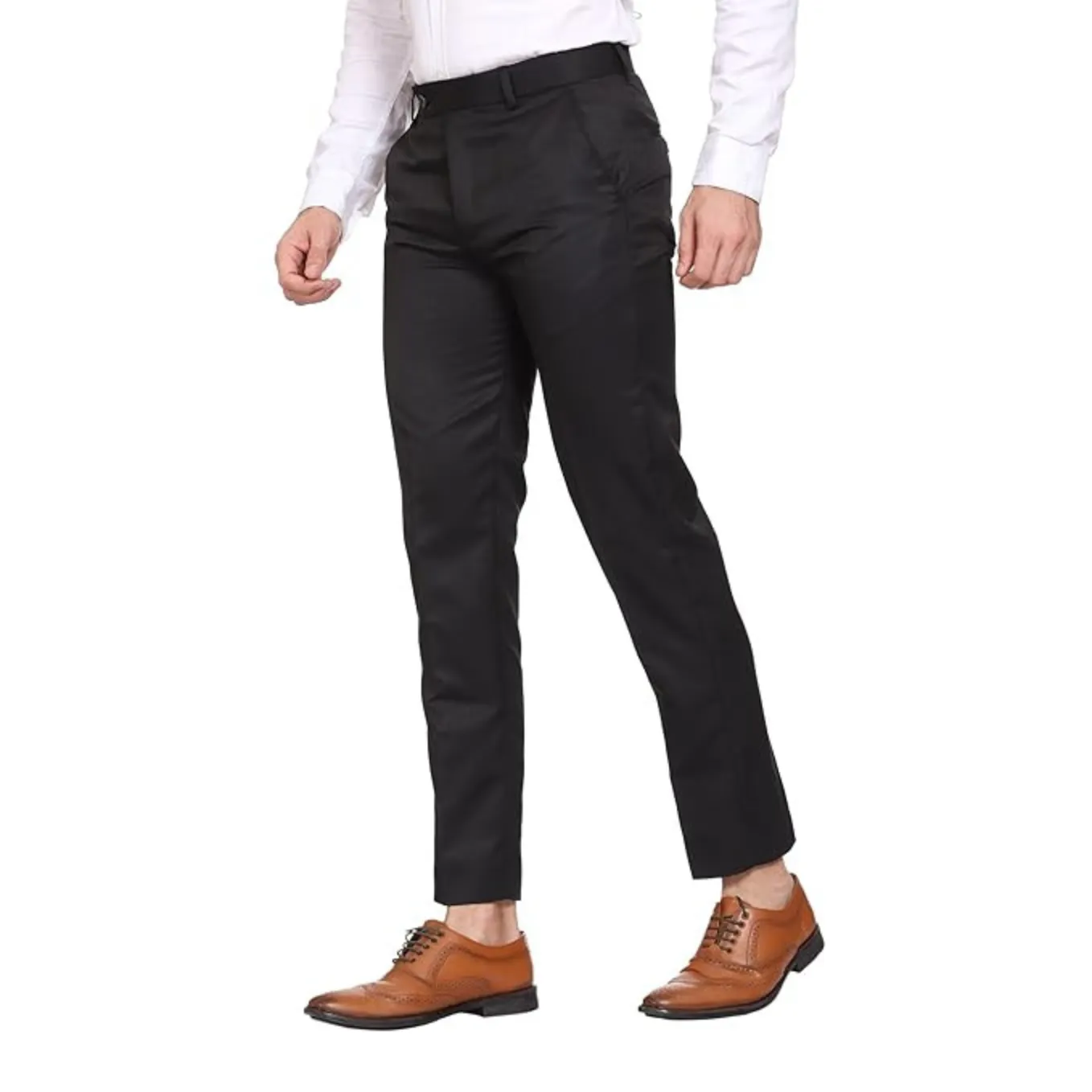 Men's Casual Trousers | Slim Fit Formal Pants for Men | Stylish Trousers for Men | Comfortable Office Wear Pants - Black - PANT_2XL