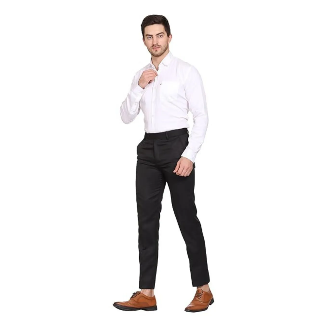 Men's Casual Trousers | Slim Fit Formal Pants for Men | Stylish Trousers for Men | Comfortable Office Wear Pants - Black - PANT_2XL
