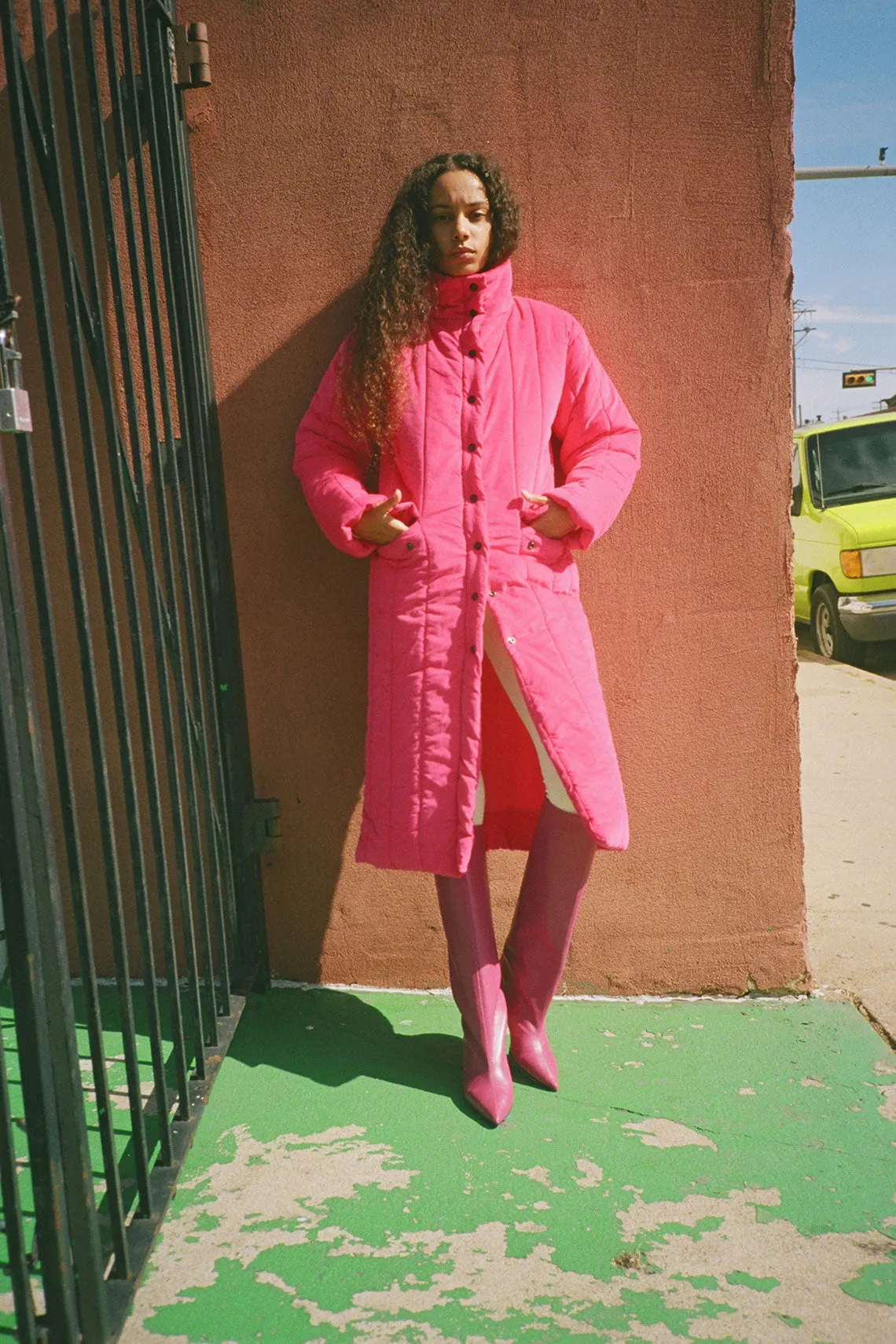 Pink Corduroy Puffer Coat
