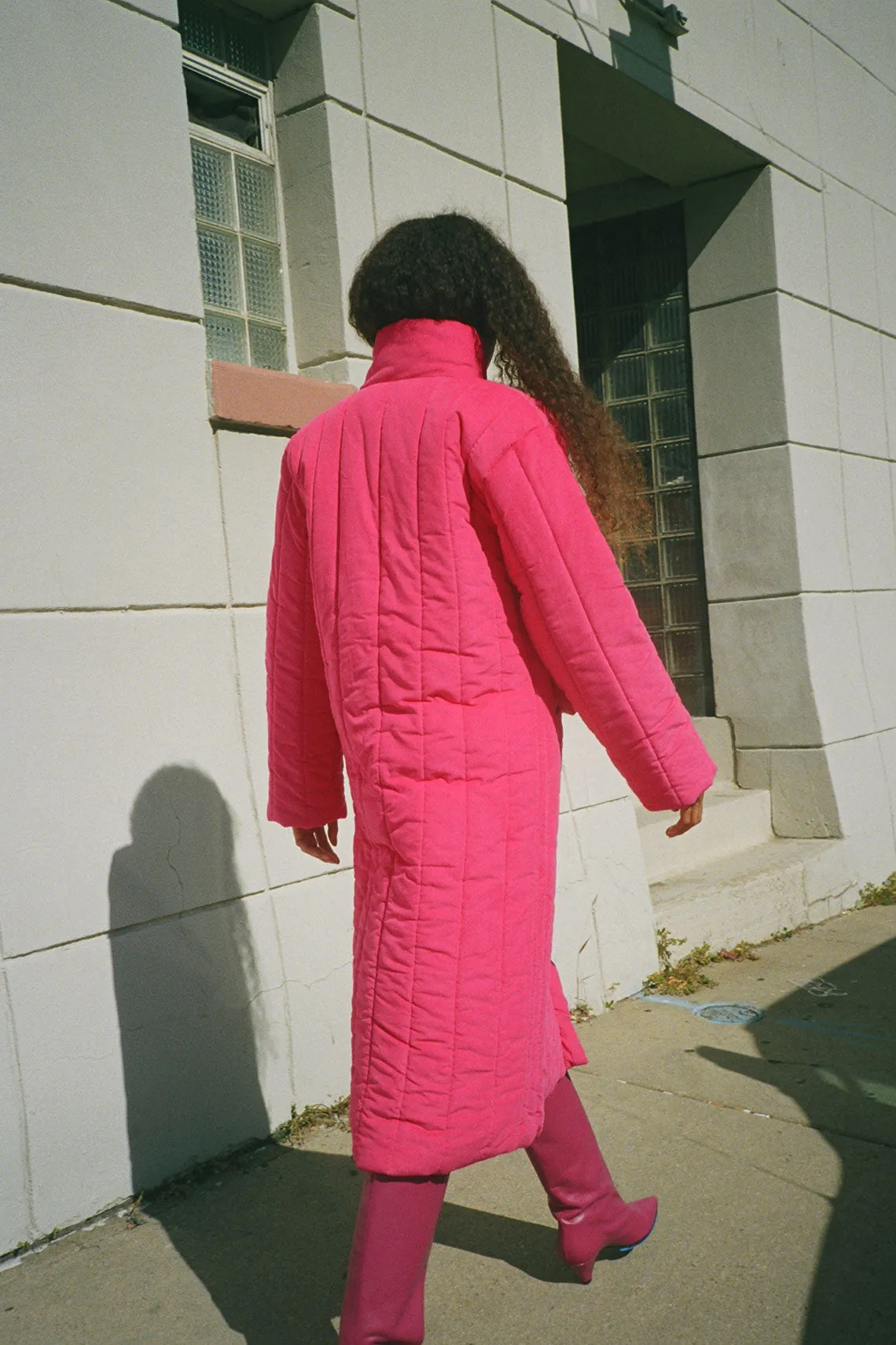 Pink Corduroy Puffer Coat