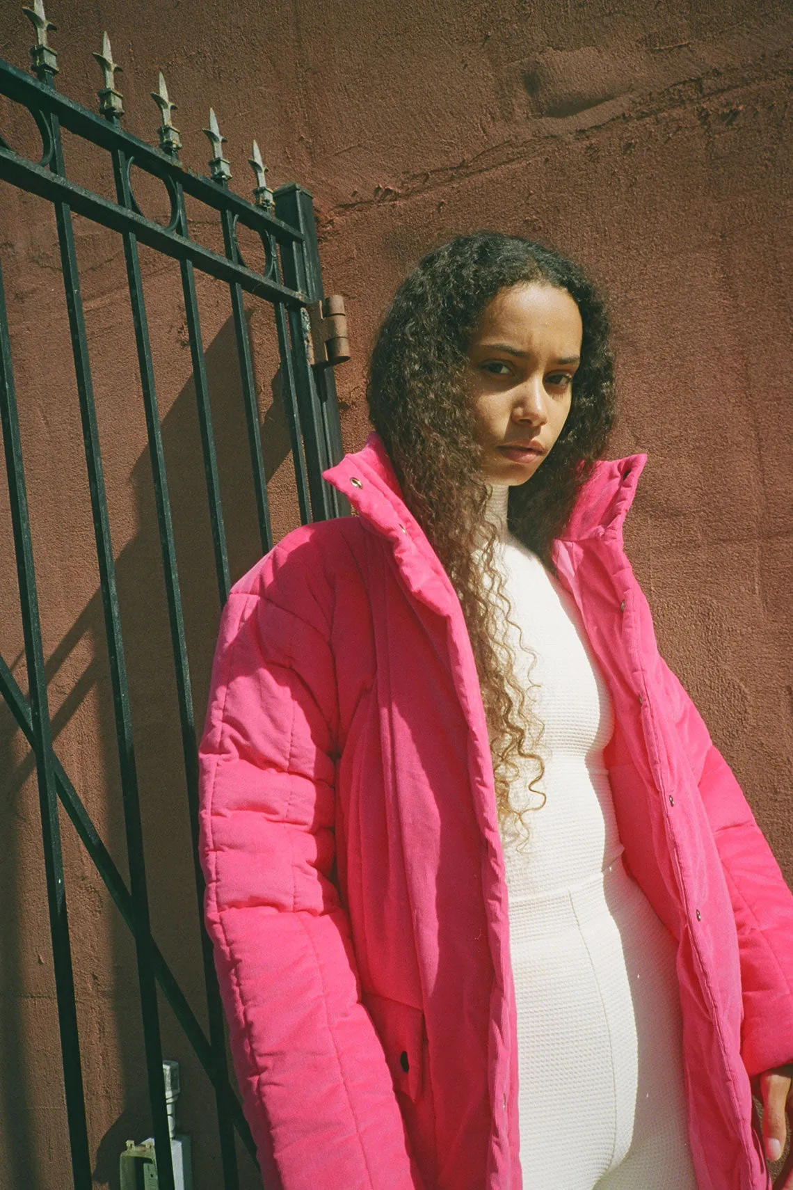 Pink Corduroy Puffer Coat