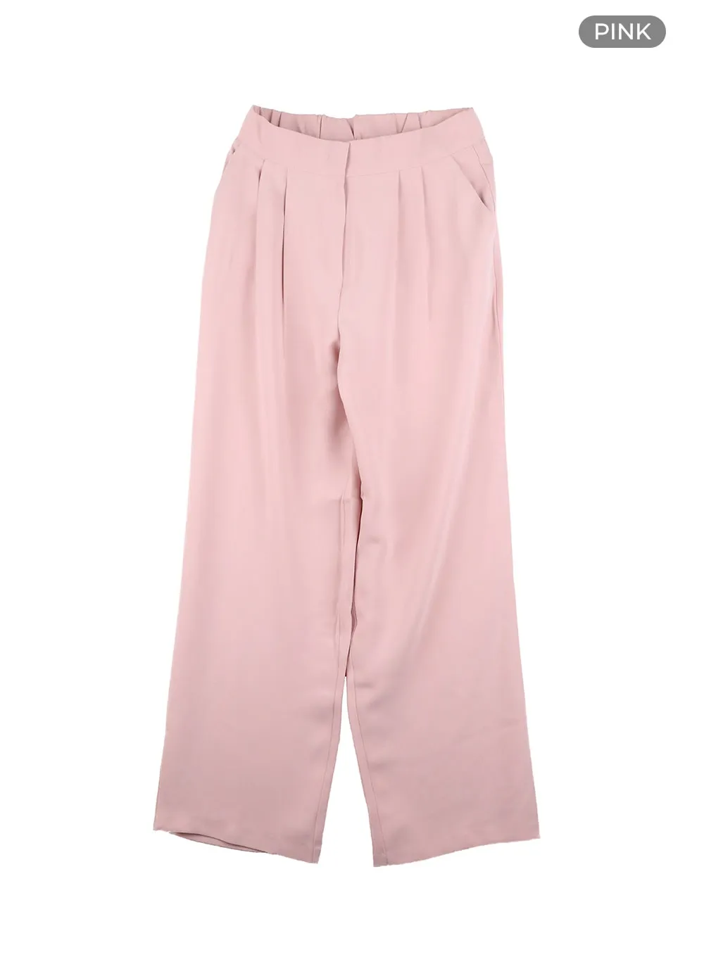 Pintuck Solid Wide-Fit Trousers OY413