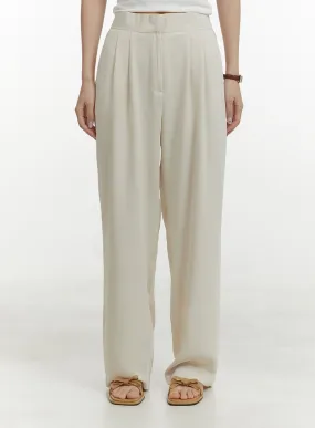 Pintuck Solid Wide-Fit Trousers OY413