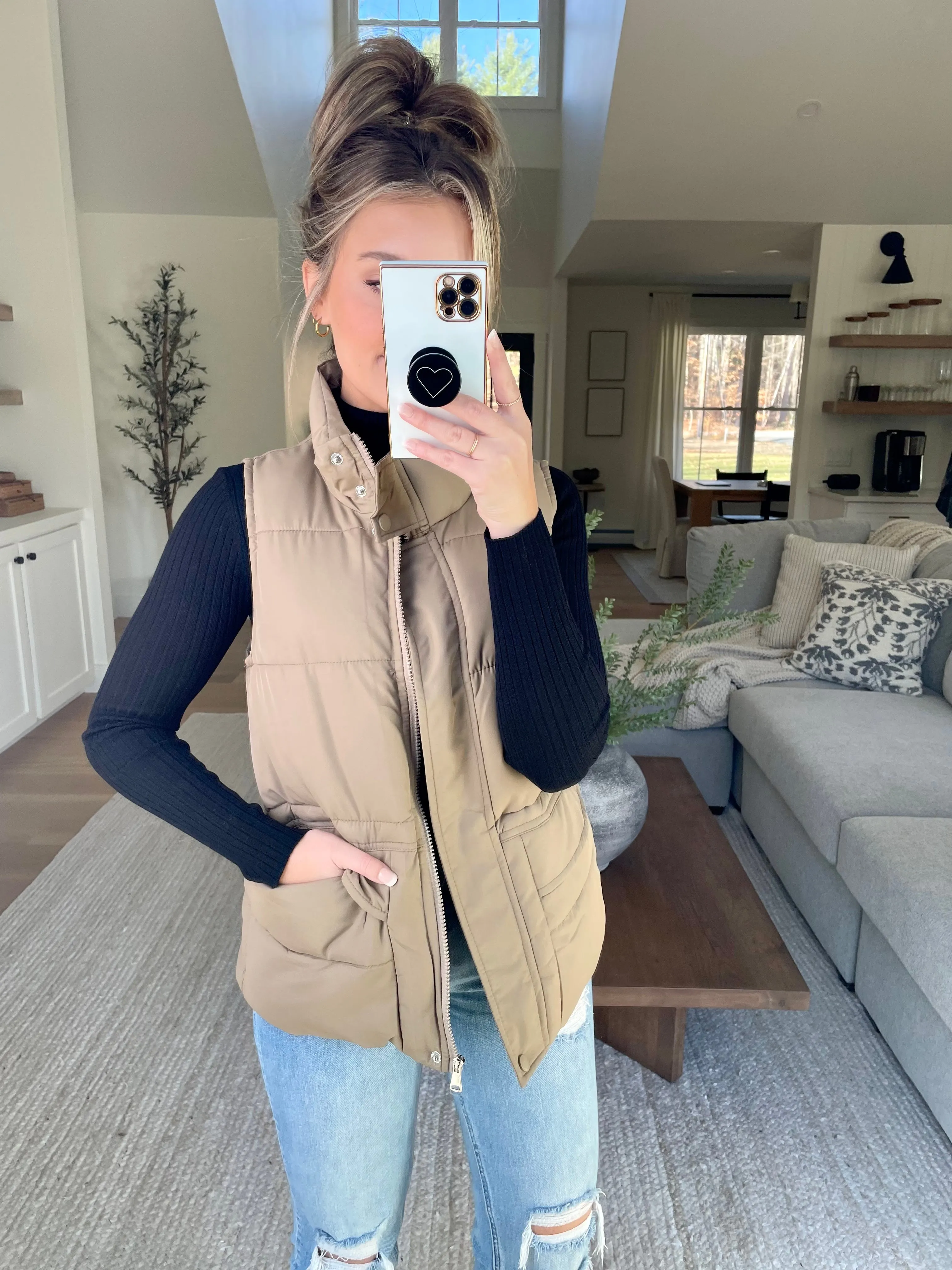 Posh Puffer Vest // Khaki