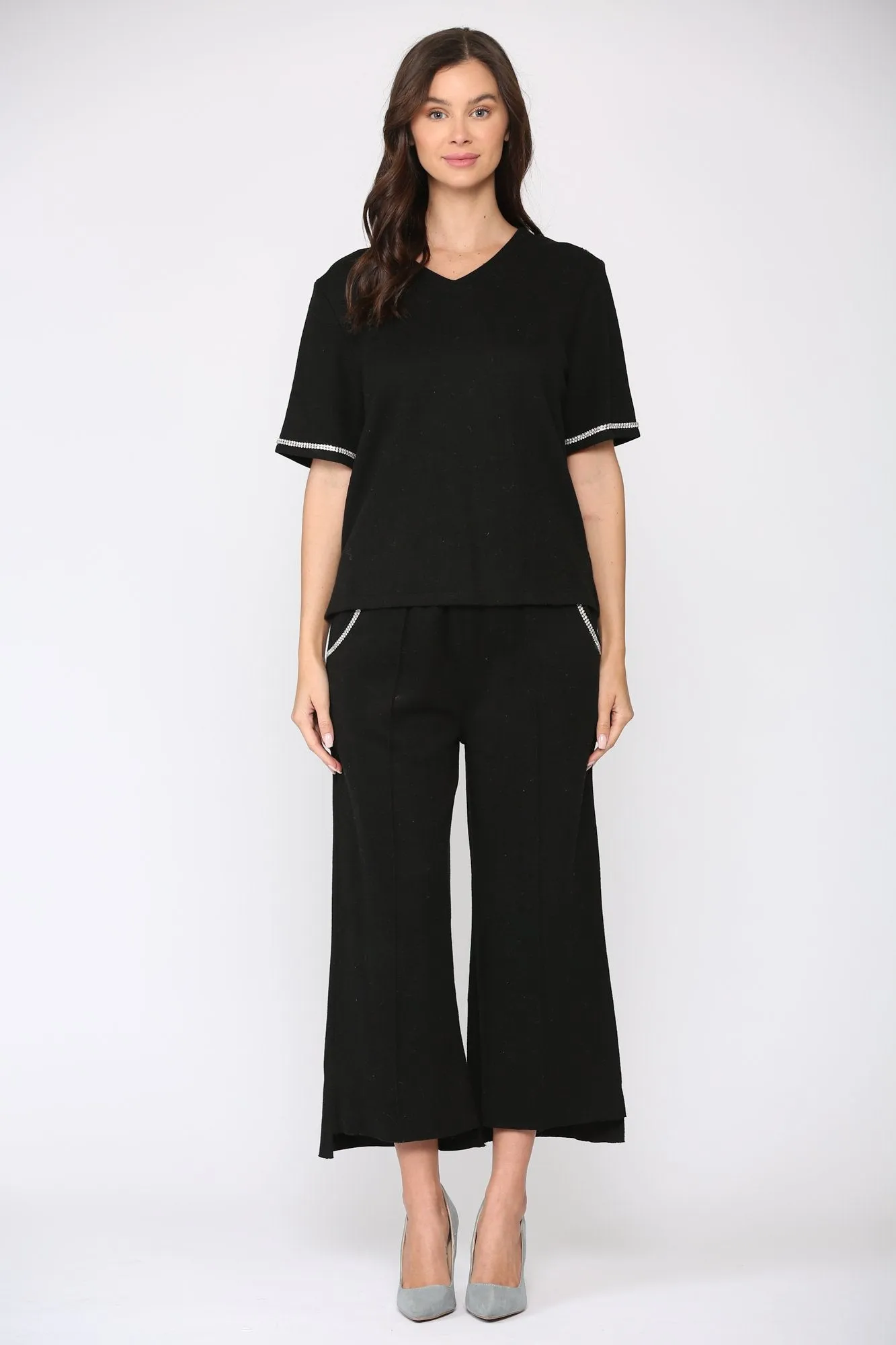 Pre-Order Salina Diamond Trim V-Neck Top