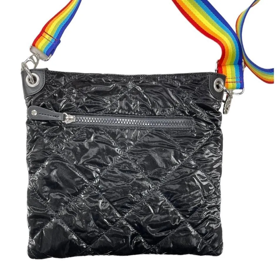 Sondra Roberts Squared Shiny Puffer Rainbow Pride Crossbody Bag Purse New
