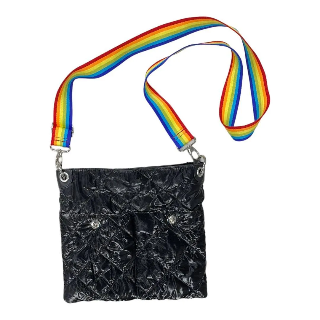 Sondra Roberts Squared Shiny Puffer Rainbow Pride Crossbody Bag Purse New