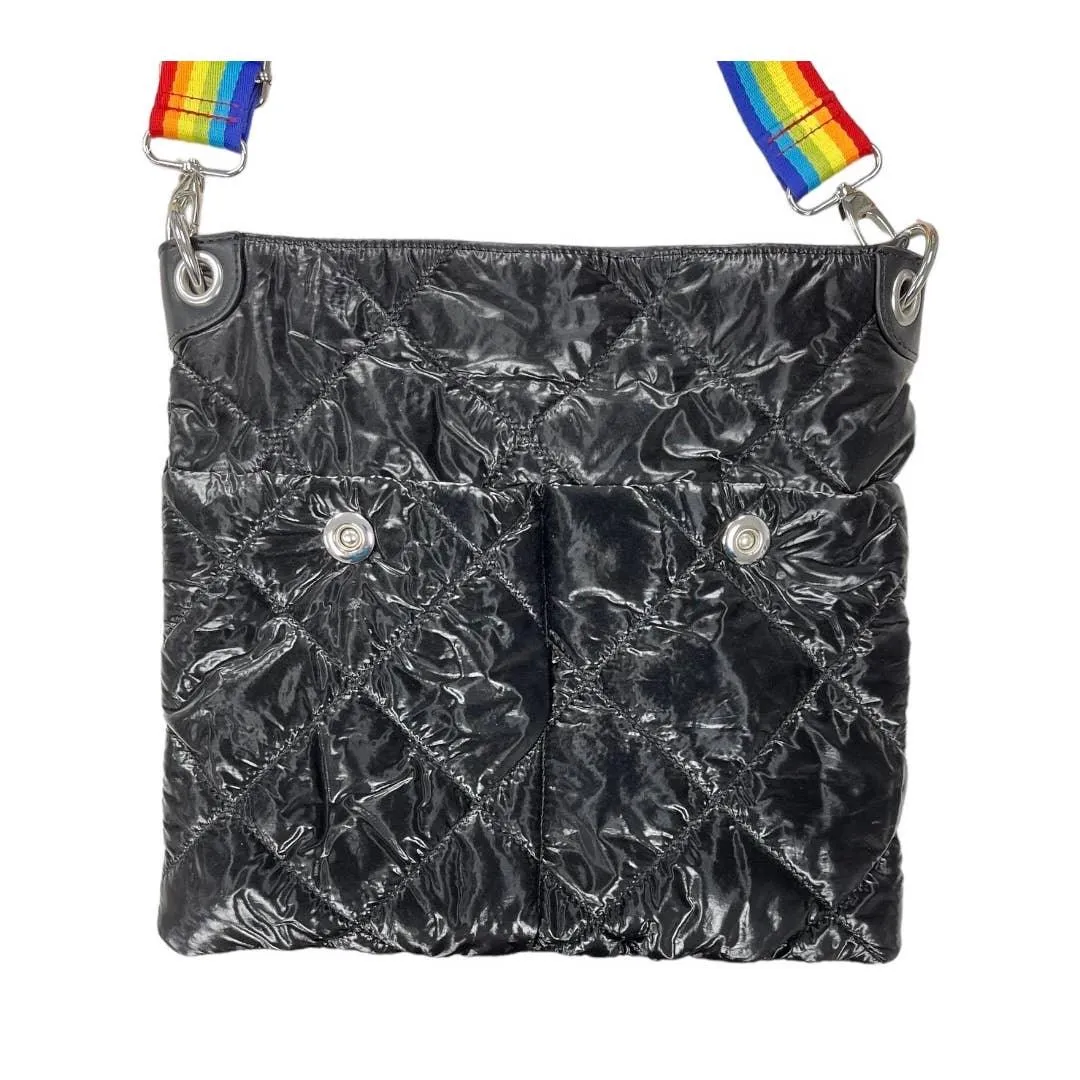 Sondra Roberts Squared Shiny Puffer Rainbow Pride Crossbody Bag Purse New