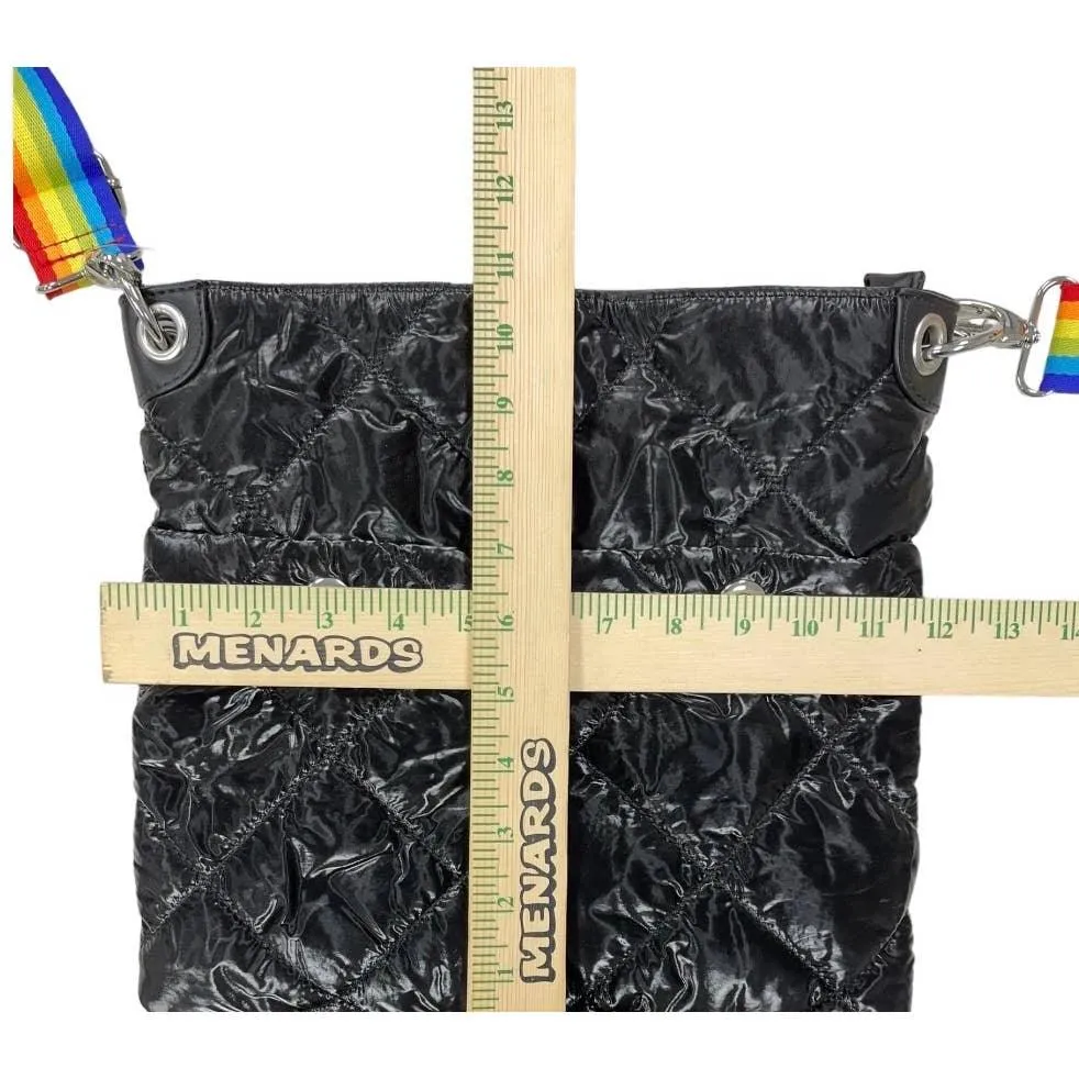 Sondra Roberts Squared Shiny Puffer Rainbow Pride Crossbody Bag Purse New