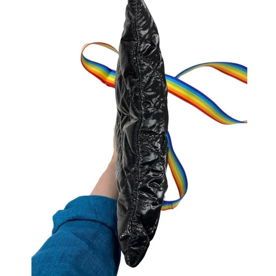 Sondra Roberts Squared Shiny Puffer Rainbow Pride Crossbody Bag Purse New