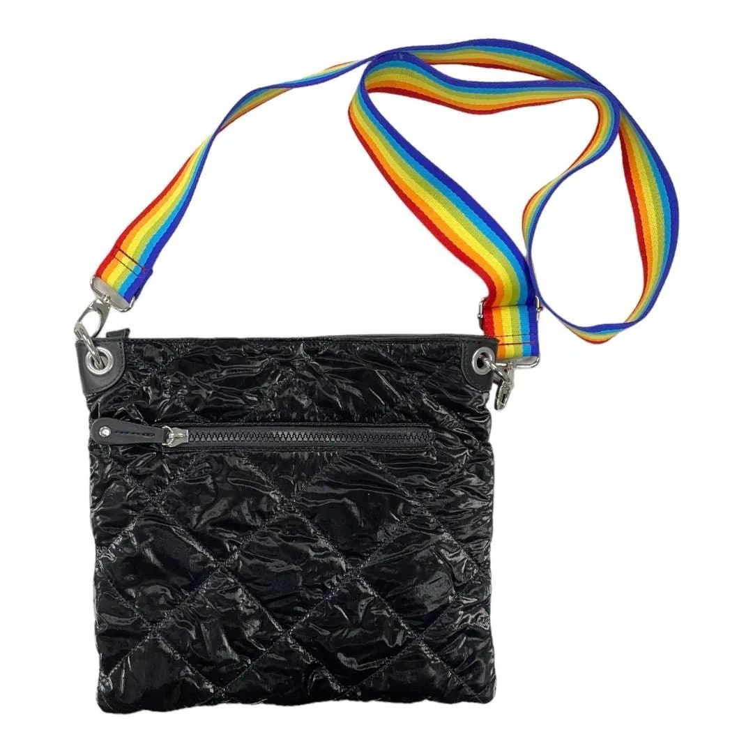 Sondra Roberts Squared Shiny Puffer Rainbow Pride Crossbody Bag Purse New