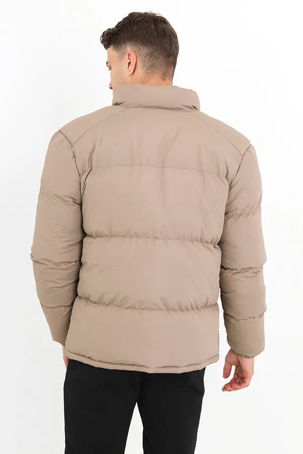 STONE FUNNEL NECK ZIP THROUGH PADDED JACKET