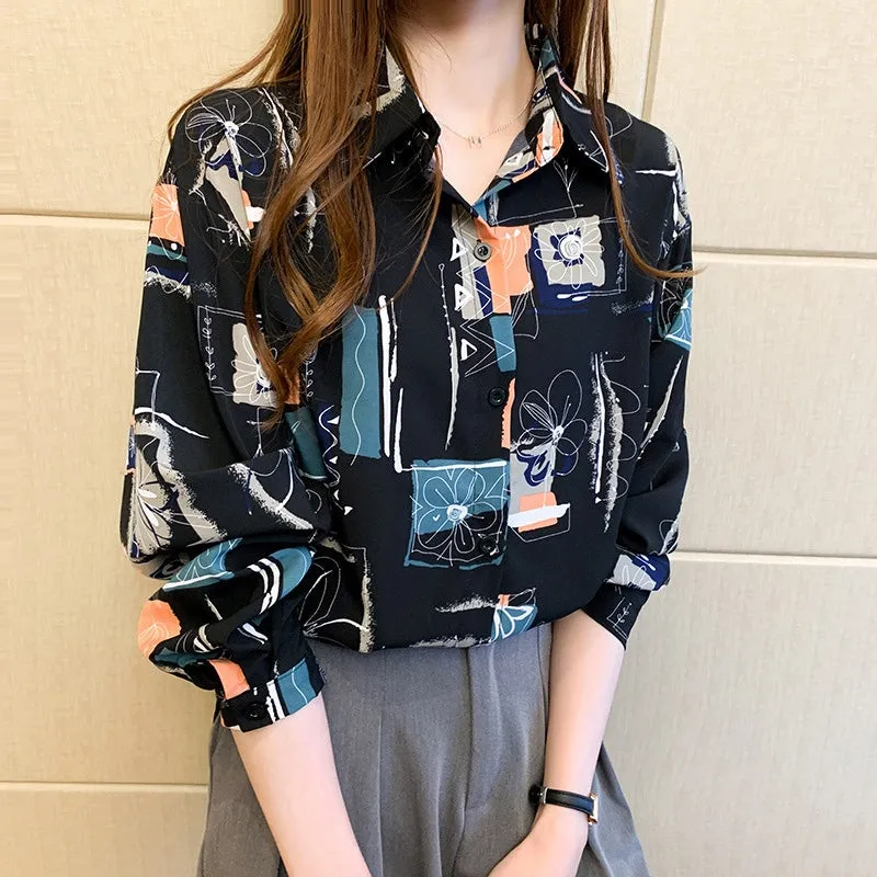 Women's Long Sleeve Colorblock/ Stitching Color Shirts & Blouses S 411080