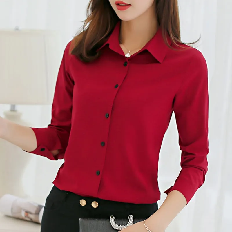 Women's Long Sleeve Solid Color Shirts & Blouses L 514778