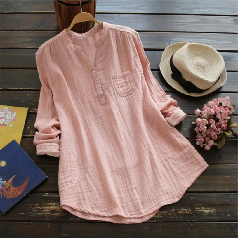 Women's Long Sleeve Solid Color Shirts & Blouses L 566168