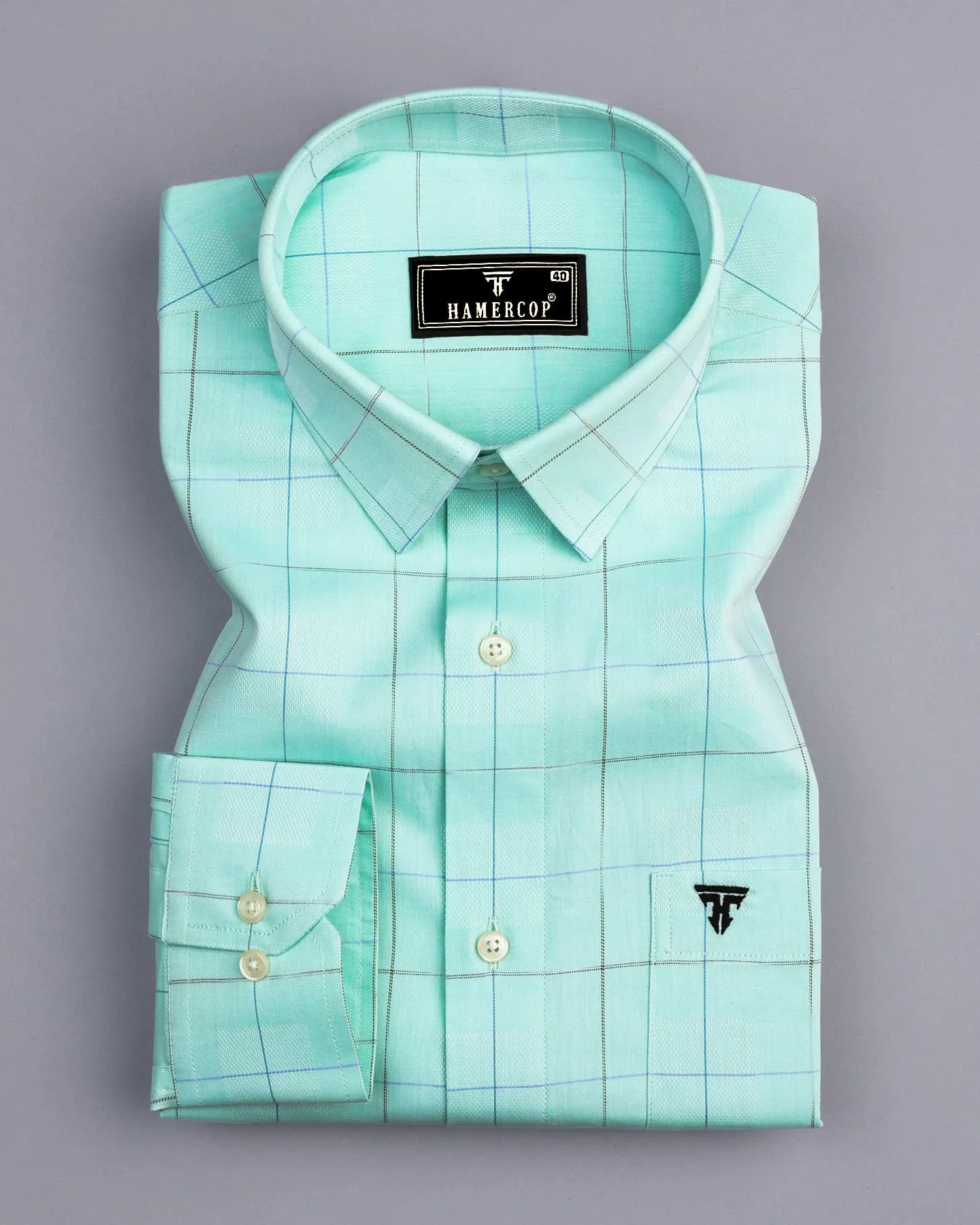 Yepton Green Dobby Check Premium Giza Shirt